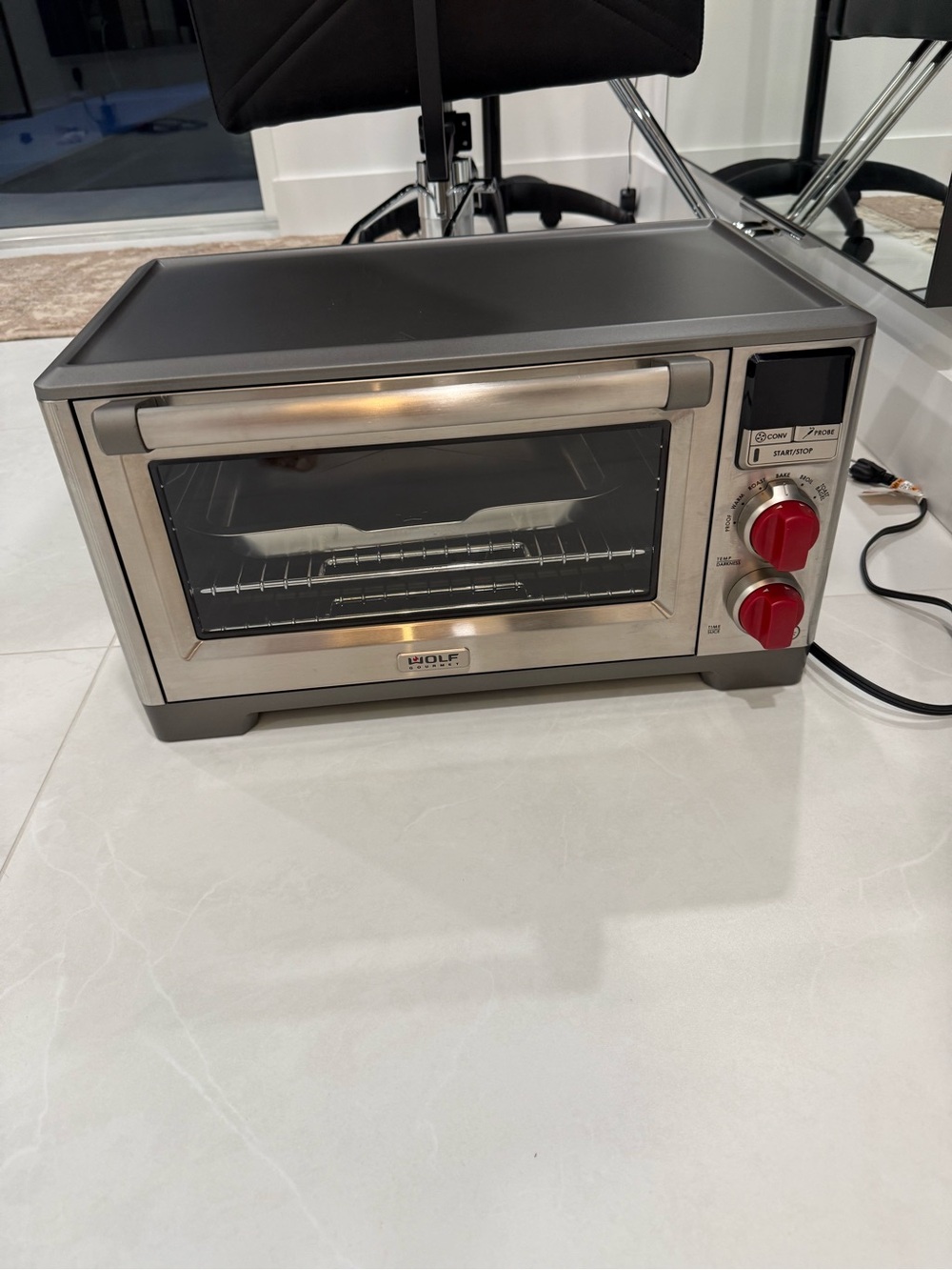 WOLF Stainless Steel Toaster Oven with Red Control Knobs